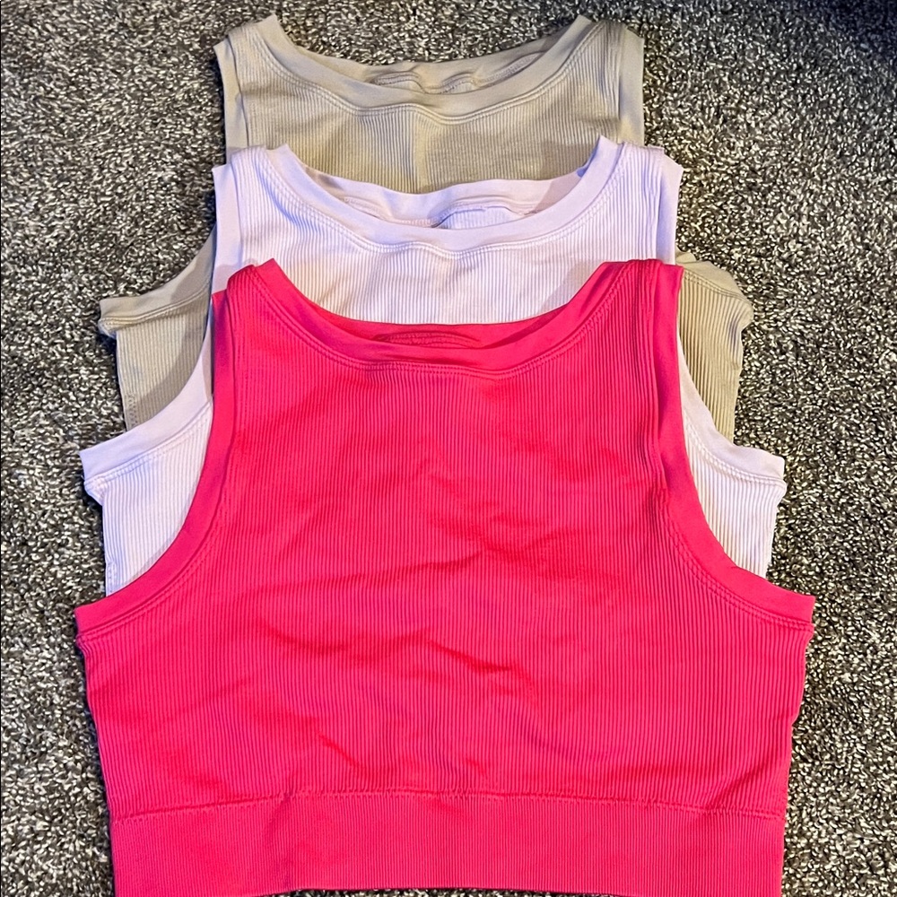 Stylish Pink, Lavender, and Beige Crop Tops
